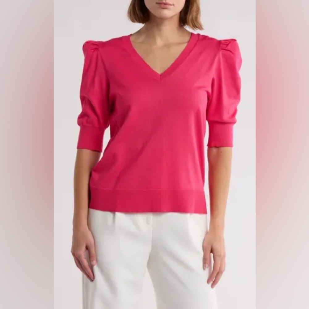 B-Neck Puff Sleeve Sweater